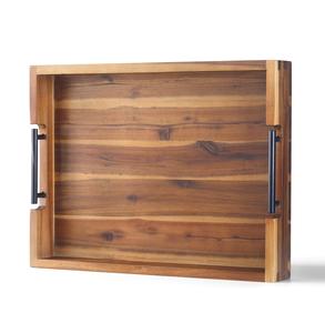 Bandeja DE SERVICIO DE MADERA anidada de cinco piezas hecha a mano manijas decorativas para organizar alimentos para el desayuno bandeja de sofá diseño indio inspirado - Product Image 4