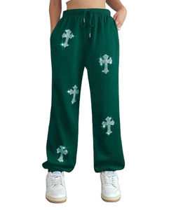 กางเกงเอวยางยืดแต่งพู่โซ่พลอยเทียมกางเกงขากว้างเอวกลางกันรอยยับกันน้ำ - Product Image 4