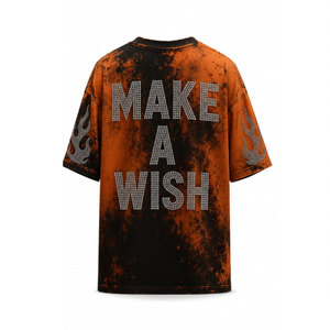 T-shirt surdimensionné pour homme avec imprimé de personnage, strass scintillants, style streetwear, manches courtes, col rond, en jersey de coton - Product Image 3