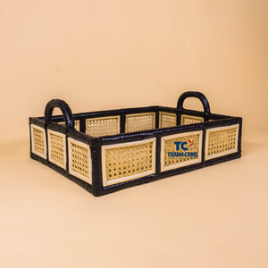 ถาดหวายทรงเสน่ห์ดีไซน์ใหม่สำหรับจัดแสดงและจัดระเบียบถาดหวายทันสมัยสำหรับจัดเก็บและตกแต่งห้องนั่งเล่น - Product Image 1