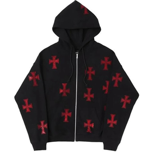 Sweat à capuche personnalisé pour homme, hiver, avec strass, avec votre propre logo, mélange polyester/coton - Product Image 1