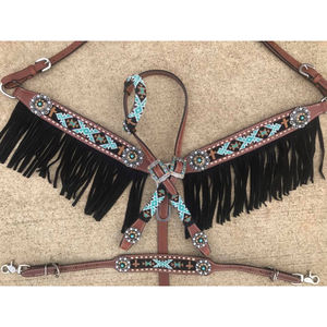 Matériau en cuir de collier de poitrine de serre-tête Western Rawhide conçu sur mesure avec boucle en laiton-SS confortable et abordable - Product Image 5