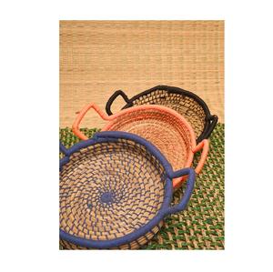 Panier d'herbe de Sabai solide et durable fait à la main cercle tissage artisanal écologique pour le stockage décoratif style de maison durable - Product Image 1