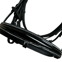 En gros ADIBA OVERSEAS Bridon de cheval en cuir noir de haute qualité avec frontale et muserolle à strass thermocollés, confortable et durable
