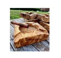 Cendrier carré en bois massif de style américain, finition polie, bord large, taille personnalisée, pour hôtel, restaurant, maison