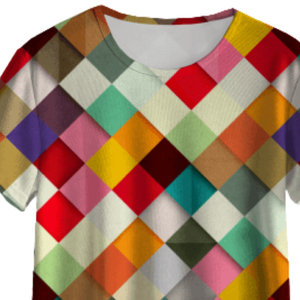 Camiseta Personalizada por Sublimación con Estampado Completo, Diseño Geométrico Multicolor de Diamantes, Unisex, Poliéster, OEM, ODM, Alta Calidad de Fábrica - Product Image 3