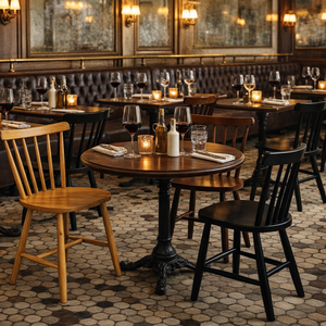 Silla de Bistró de Madera Maciza Negra |   Asientos de Estilo Windsor Antiguo para Cafetería o Restaurante |   Silla de Comedor, Muebles de Contrato, Estilo Clásico - Product Image 2