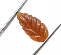 Sculptures de feuille d'ambre naturel 18X9mm feuille sculptée sur une dentelle 2.15 Cts Pologne cristal d'ambre baltique