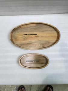 Ensemble de plateaux de service à pizza en bambou d'usine indienne Construction robuste Plateau rectangulaire en bois naturel massif Prix abordable - Product Image 6