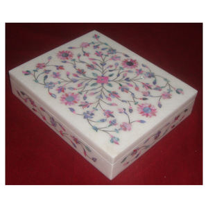 Boîtes à bijoux incrustées de serpillière en marbre blanc, boîtes à fleurs en nacre faites à la main, marbre pur, meilleure boîte à serpillière personnalisée - Product Image 1