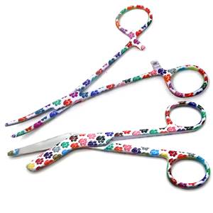 Mini Bàn Chân In Thiết Kế 2 Pcs Thiết Lập Hemostat Kẹp + Băng Kéo 5.5 "Thép Không Gỉ Vet Công Nghệ Quà Tặng Bởi Vaslcare - Product Image 1