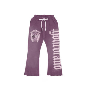 Fabricant Logo personnalisé recadrée 400gsm français éponge survêtement pantalon de survêtement évasé sweats à capuche hommes ensemble de base coton mélangé - Product Image 4
