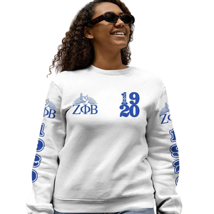 Zeta Phi Beta Sorority Greek Letter Crewneck Sweatshirt Women Blue 1920 Embroidered <b>Fleece</b> Pullover - Product Image 5