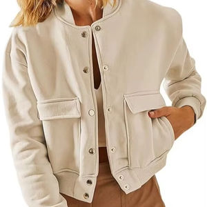 Veste d'hiver légère à manches longues pour femmes 2024 automne manteau respirant à col montant avec poches latérales - Product Image 1