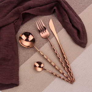 Nouveau ensemble de couverts en acier inoxydable manche martelé vaisselle événement de mariage couverts dîner couteau cuillère fourchette maison restaurant décor - Product Image 1