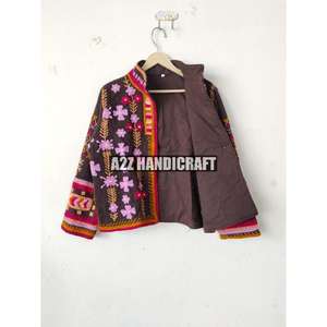 100% Quality <b>Velvet</b> Fabric Cotton Suzani Coat 2025 Best Selling Boho Style Classic Elegant Suzani Hand Embroidered Short <b>Jacket</b> - Product Image 2