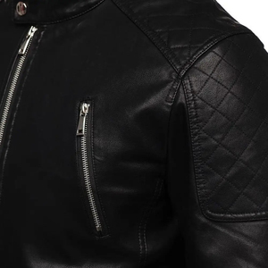 Veste en cuir d'hiver pour homme, logo personnalisé OEM, fermeture éclair intégrale, imperméable, respirante, motif décontracté, style streetwear - Product Image 3