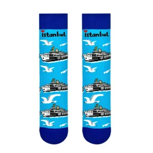 ISTANBUL FERRY SEAGULL COLORFUL <b>SOCKS</b> Breathable Embroidery Jacquard Print Simple Animal Knitted for Daily Use One <b>Winter</b> <b>Socks</b> - Product Image 1