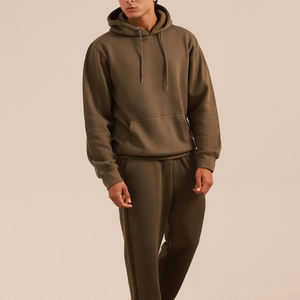 Soft <b>fleece</b> hoodie in light grey and <b>brown</b> with a relaxed fit and kangaroo pocket designed for everyday comfort - Product Image 5