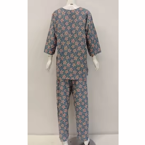 Conjunto de pijama informal de rayón de manga 7/8 para mujer, pantalones largos y camisa, ropa de dormir cómoda de talla grande para uso diario para el verano - Product Image 2
