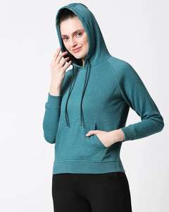Sudadera con Capucha de Felpa Verde Azulado para Mujer, Suave y Cálida, Manga Larga, Bolsillo Tipo Canguro en la Parte Delantera, Opción Personalizada, Cómoda, Ecológica, Informal para Invierno - Product Image 2
