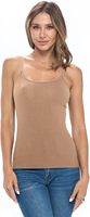 Débardeur en coton tricoté uni pour femme avec dentelle, style décontracté, bretelles spaghetti, coupe ajustée, beige, idéal pour l'été