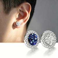 Clips d'oreille magnétiques scintillants en forme de grappe de cristaux pour hommes, plaqués cuivre, véritable or, sans perçage, bijoux d'oreille indolores