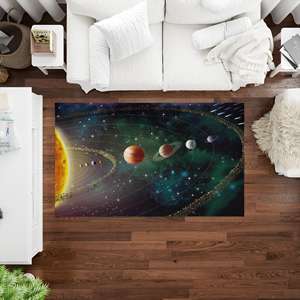 Tapis du système solaire stellaire, tapis de sol avec planètes de l'espace, tapis doux non tissé - Product Image 4