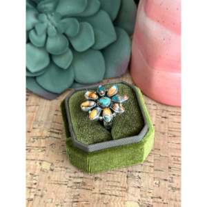 Southwest Handmade Turquoise Opal <b>Sterling</b> <b>Silver</b> <b>Adjustable</b> <b>Ring</b> - Product Image 3