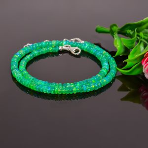 Collier d'opale éthiopienne de feu vert naturel, collier d'opale de perles, bijoux d'opale de feu, collier délicat, cadeau de collier pour elle - Product Image 2