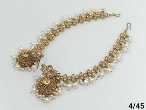 PENDIENTES JUMKHAS TRADICIONALES INDIOS Y KUNDAN CHAPADO EN ORO CON PENDIENTES DE PERLAS PARA MUJERES Y NIÑAS - Product Image 5