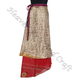 2025 nouveau Style 100% femmes magique Wrap jupe 2 couches réversible magique soie Saris Wrap longue jupe Boho Maxi réversible Tube conception - Product Image 4