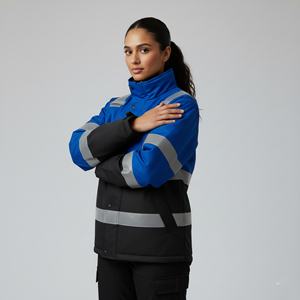 Hi Vis Winter Workwear <b>Safety</b> Jacket Cotton Reflective Stripes Customized Logo ANSI Class 1 Waterproof LED Flash Men's - Product Image 3