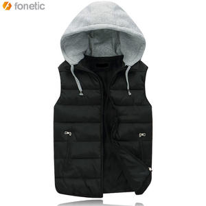 Gilet long matelassé fin et chaud en coton écologique coupe-vent de qualité supérieure, col montant, demi-veste pour homme - Product Image 2