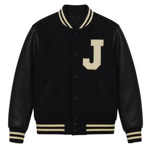 Veste universitaire en laine en gros avec manches en cuir, broderie personnalisée, unisexe, rétro, bomber - Product Image 3