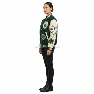 Custom wool body varsity <b>jacket</b> with leather sleeves featuring high-quality chenille embroidery and personalized patches for <b>men</b> - Product Image 4