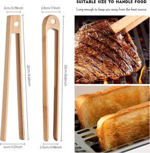2 pinzas para tostadora de madera de 8,7 pulgadas con imán, pinzas magnéticas para tostadora de bambú, pinzas para tostadas de madera, utensilio de cocina de bambú Natural - Product Image 2