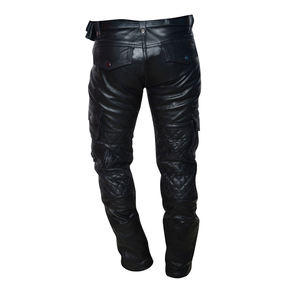 Pantalones acampanados apilados de cuero Pu para hombre, conjuntos de camisa de manga corta, pantalones de cuero con logotipo bordado personalizado para hombre, parte superior e inferior - Product Image 2