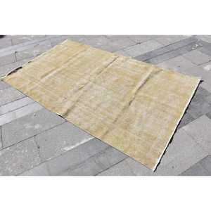 Tapis en laine jaune moderne de 4.3x7.2 pieds, tissage plat turc, grande surface, tapis de salon, motif patchwork pour adolescents - Product Image 2