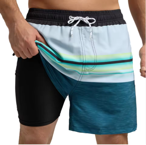 Pantalones cortos de playa de verano 100% de algodón de cintura media para hombre, pantalones cortos informales personalizados con logotipo frontal sólido transpirable de secado rápido - Product Image 2