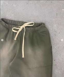 Pantalones de chándal lavados con ácido de la mejor calidad para hombre, pantalones de pierna ancha, bolsillos laterales, pantalones de invierno técnicos desteñidos al sol en blanco liso - Product Image 5