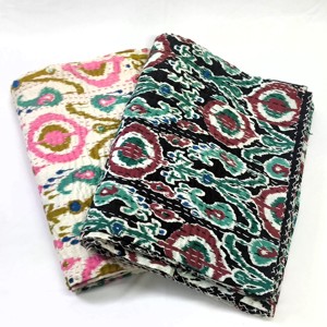 New Traditional <b>Handmade</b> Kantha Bedspreads Bird Print <b>Quilted</b> Embroidered Cotton Organic Home Hotel Highly Discounted Prices - Product Image 5
