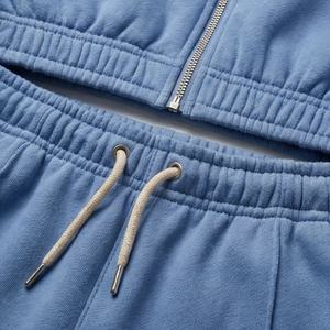 Wholesale OEM Women Winter Vintage Tracksuits <b>Zip</b> <b>Hooded</b> Set 100% Cotton Breathable Comfortable Adult Training Athletic Gym - Product Image 5