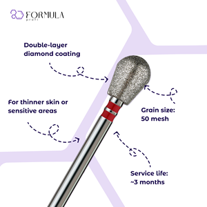 Broca de Diamante para Uñas con Logotipo Personalizado de Alta Calidad, Fórmula Profi, 6.0 mm, Grano Rojo - Product Image 2
