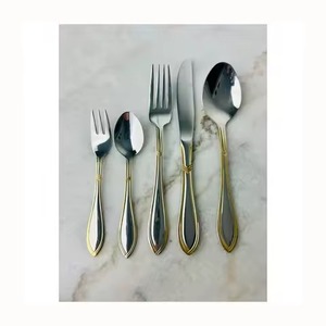 Cubiertos de acero inoxidable chapados en oro, cuchillos de Metal, tenedores, cucharas, juego de cubiertos para eventos, fiestas, uso - Product Image 5