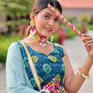 Nouveau Lehenga Choli en pur coton pour femme avec travail Gamthi lourd et micro coton Lehenga Choli - Product Image 3