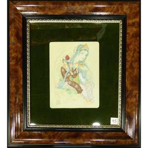 Pintura artesanal en miniatura persa, lista para colgar, para decoración de pared del hogar, 21 x 18 Abcpm0248 - Product Image 1