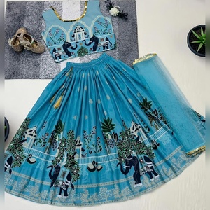 Lehenga Choli para Niñas, Ropa de Fiesta, Estampado Digital, Algodón Muselina, Vestido de Boda, Hasta 13 Años, Precio al por Mayor - Product Image 3