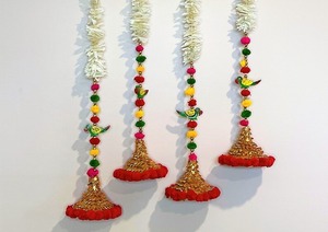 Jasmin perroquet pompon Gajra suspendu indien Art artisanat décoration murale pour mariage Festival fête toile de fond décoration - Product Image 3