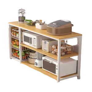 Estante de exhibición de madera de 3 niveles para almacenamiento de cocina y sala de estar, islas de cocina y armarios de carros - Product Image 1